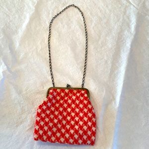 Vintage 60’s small wool fabric purse with chain GROOVY